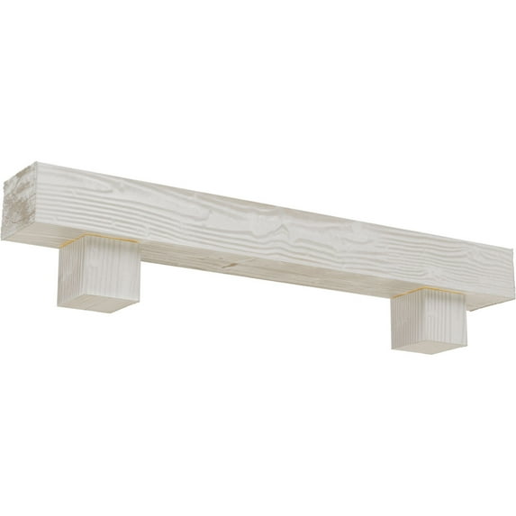 Ekena Millwork 6"H x 10"D x 72"W Sandblasted Faux Wood Fireplace Mantel Kit w/ Alamo Corbels, Factory Prepped
