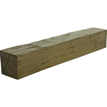 Ekena Millwork 6"H x 6"D x 48"W Hand Hewn Faux Wood Fireplace Mantel, Premium Walnut