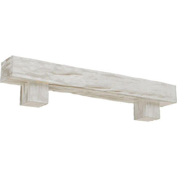 Ekena Millwork 6"H x 6"D x 48"W Riverwood Faux Wood Fireplace Mantel Kit w/ Alamo Corbels, Factory Prepped