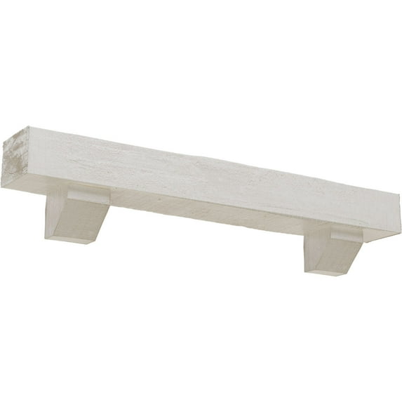 Ekena Millwork 6"H x 6"D x 48"W Rough Cedar Faux Wood Fireplace Mantel Kit with Ashford Corbels, Factory Prepped