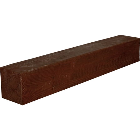 Ekena Millwork 6"H x 6"D x 48"W Sandblasted Faux Wood Fireplace Mantel, Natural Pecan
