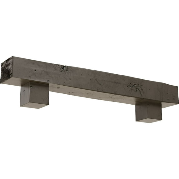 Ekena Millwork 6"H x 6"D x 60"W Knotty Pine Faux Wood Fireplace Mantel Kit w/ Alamo Corbels, Burnished Honey Dew