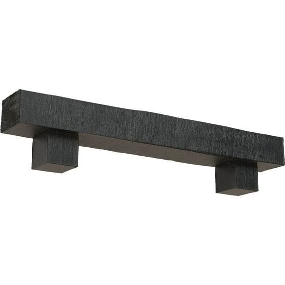 Ekena Millwork 6"H x 6"D x 60"W Rough Cedar Faux Wood Fireplace Mantel Kit w/ Alamo Corbels, Aged Ash