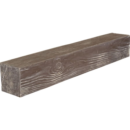 Ekena Millwork 6"H x 6"D x 60"W Sandblasted Faux Wood Fireplace Mantel, Vintage Mahogany