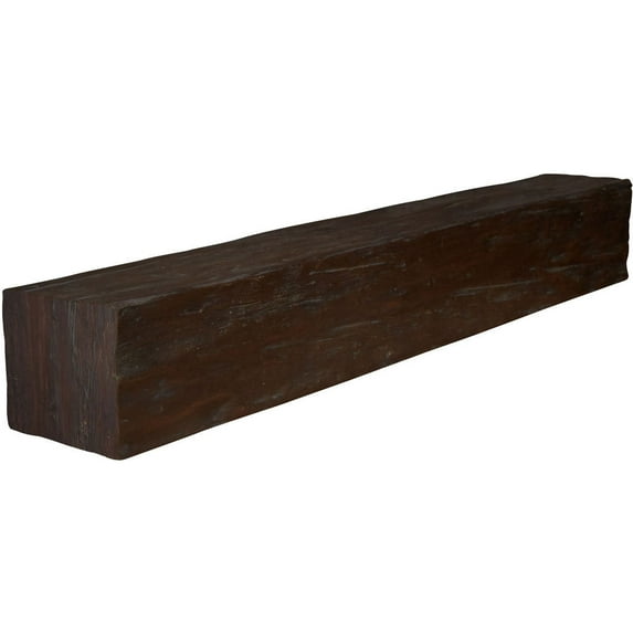 Ekena Millwork 6"H x 6"D x 72"W Riverwood Faux Wood Fireplace Mantel, Burnished Mahogany