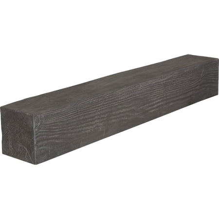 Ekena Millwork 6"H x 6"D x 72"W Sandblasted Faux Wood Fireplace Mantel, Aged Cedar