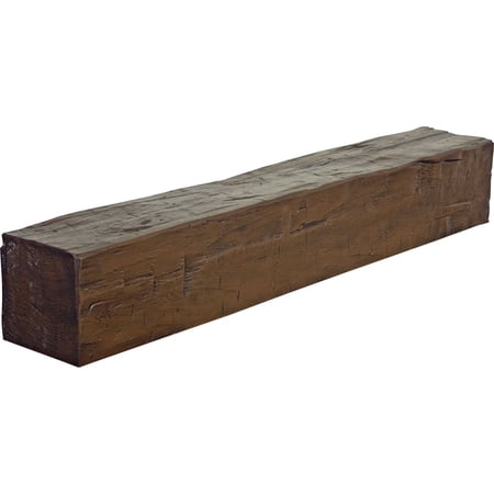Ekena Millwork 6"H x 8"D x 48"W Hand Hewn Faux Wood Fireplace Mantel, Premium Hickory