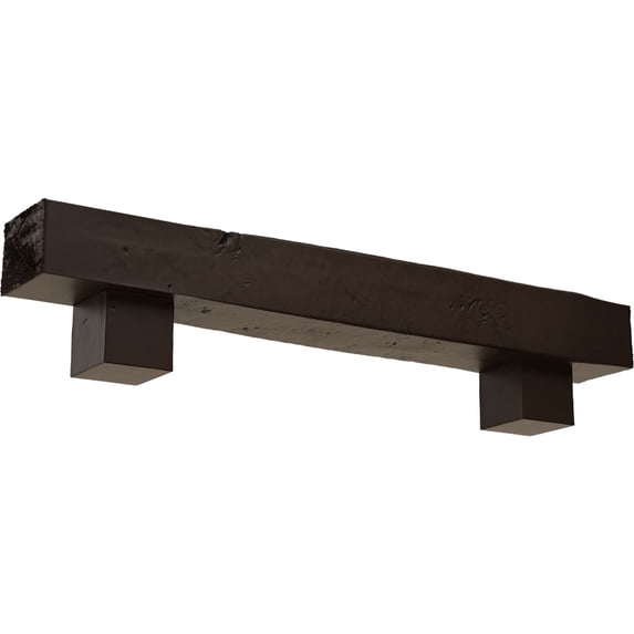Ekena Millwork 6"H x 8"D x 48"W Knotty Pine Faux Wood Fireplace Mantel Kit w/ Alamo Corbels, Natural Mahogany