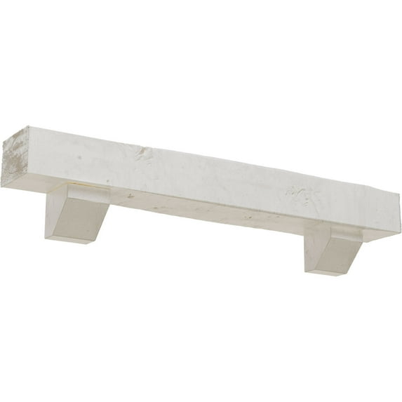 Ekena Millwork 6"H x 8"D x 48"W Knotty Pine Faux Wood Fireplace Mantel Kit with Ashford Corbels, Factory Prepped