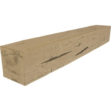 Ekena Millwork 6"H x 8"D x 60"W Hand Hewn Faux Wood Fireplace Mantel, Natural Pine