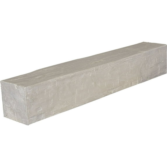 Ekena Millwork 6"H x 8"D x 60"W Hand Hewn Faux Wood Fireplace Mantel, White Washed
