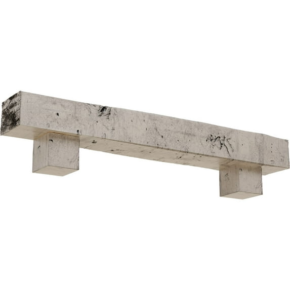 Ekena Millwork 6"H x 8"D x 72"W Knotty Pine Faux Wood Fireplace Mantel Kit w/ Alamo Corbels, Burnished Pine