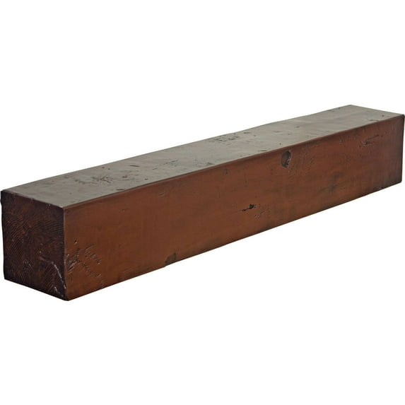 Ekena Millwork 6"H x 8"D x 72"W Knotty Pine Faux Wood Fireplace Mantel, Premium Mahogany