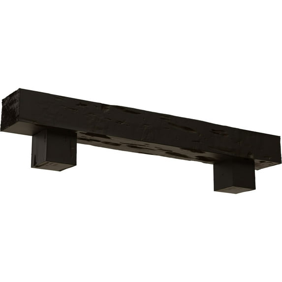 Ekena Millwork 6"H x 8"D x 72"W Pecky Cypress Faux Wood Fireplace Mantel Kit w/ Alamo Corbels, Natural Ash