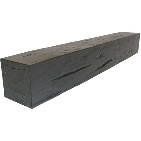 Ekena Millwork 6"H x 8"D x 84"W Hand Hewn Faux Wood Fireplace Mantel, Burnished Cedar