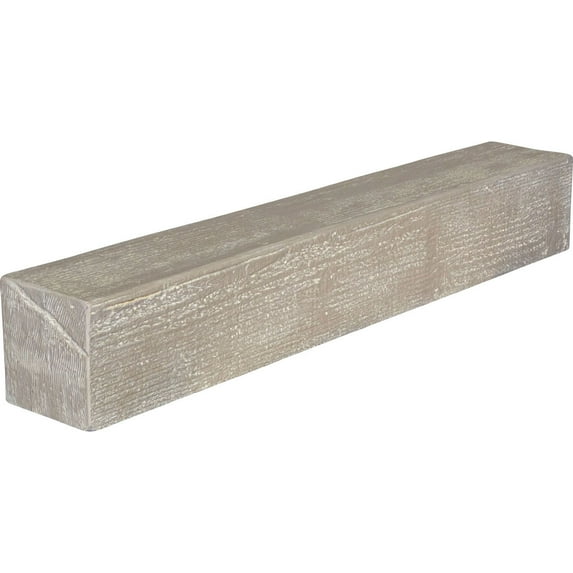 Ekena Millwork 6"H x 8"D x 84"W Rough Sawn Faux Wood Fireplace Mantel, White Washed