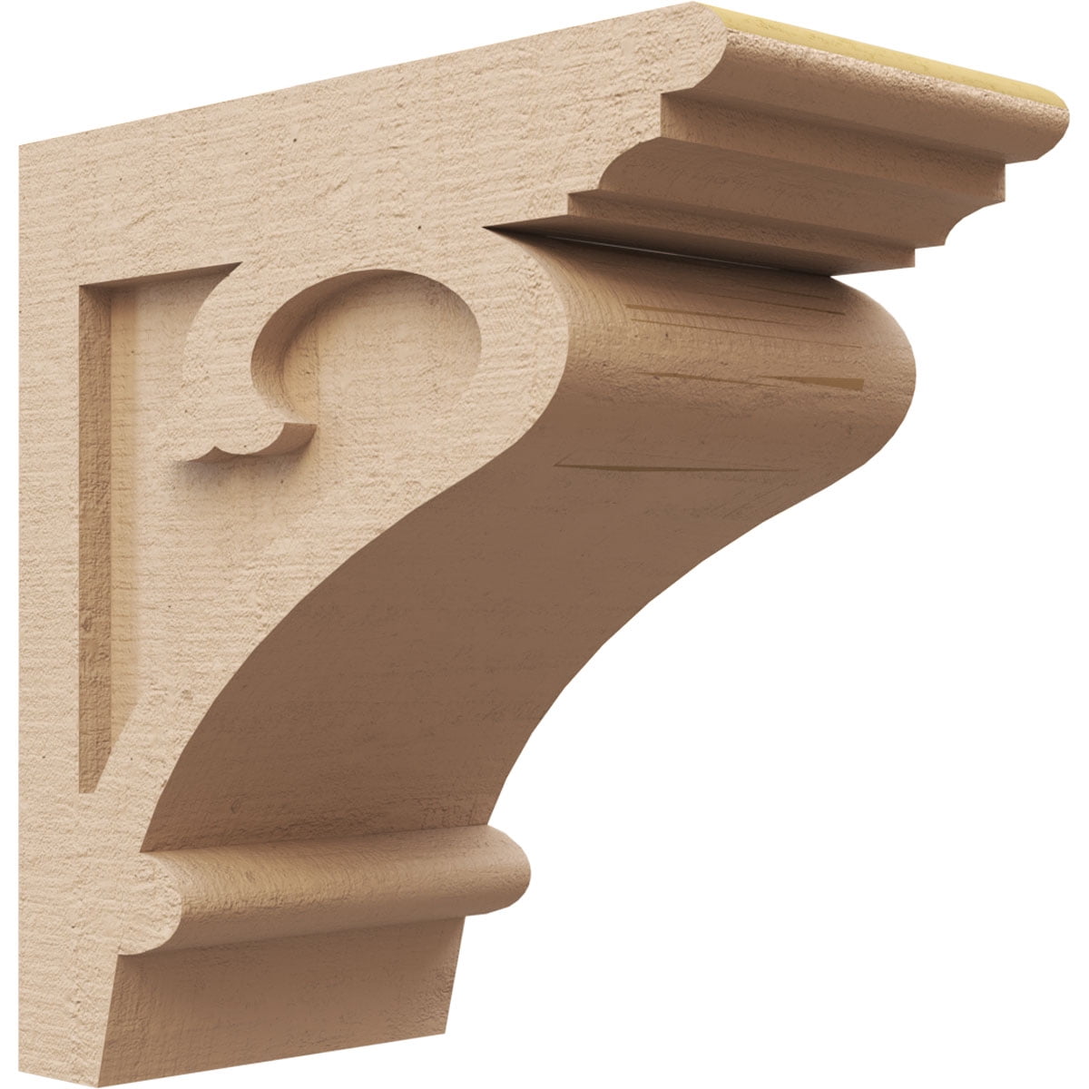 6"W x 12"D x 12"H Classic Mayflower Rough Cedar Woodgrain TimberThane Corbel, Primed Tan