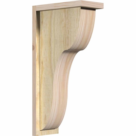 Ekena Millwork 6"W x 12"D x 24"H Carmel Rough Sawn Corbel w/Backplate, Douglas Fir