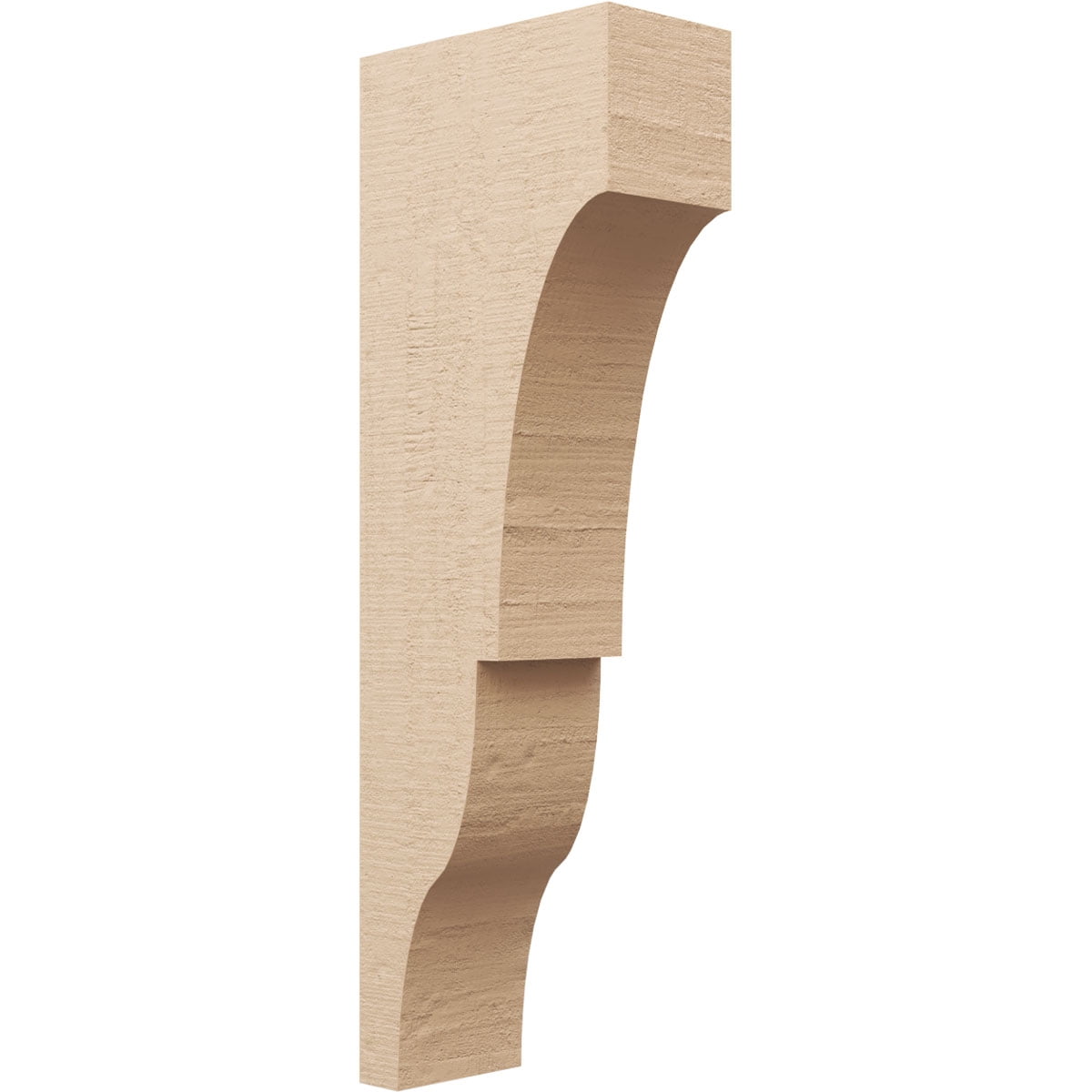 6"W x 12"D x 36"H Thin Asheboro Rough Cedar Woodgrain TimberThane Corbel, Primed Tan