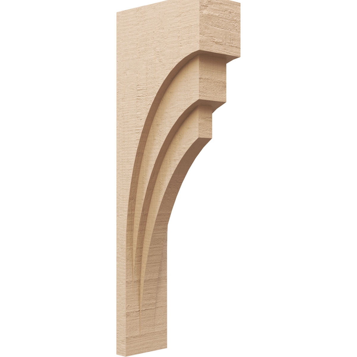 6"W x 12"D x 36"H Thin Rockford Rough Cedar Woodgrain TimberThane Corbel, Primed Tan