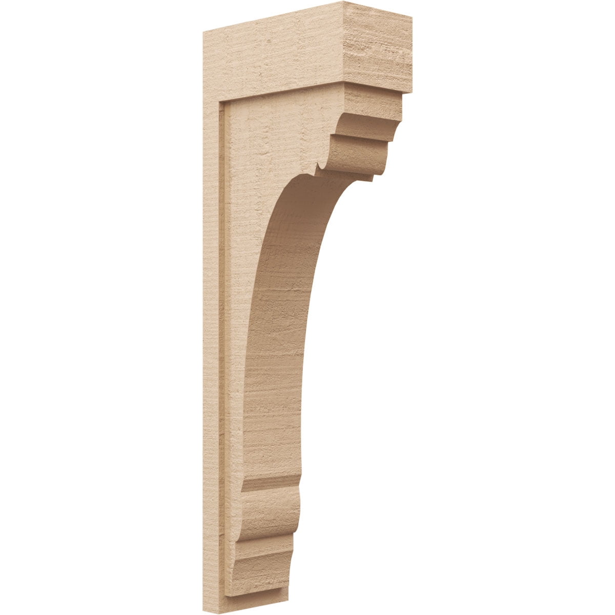 6"W x 12"D x 36"H Thin Warren Rough Cedar Woodgrain TimberThane Corbel, Primed Tan