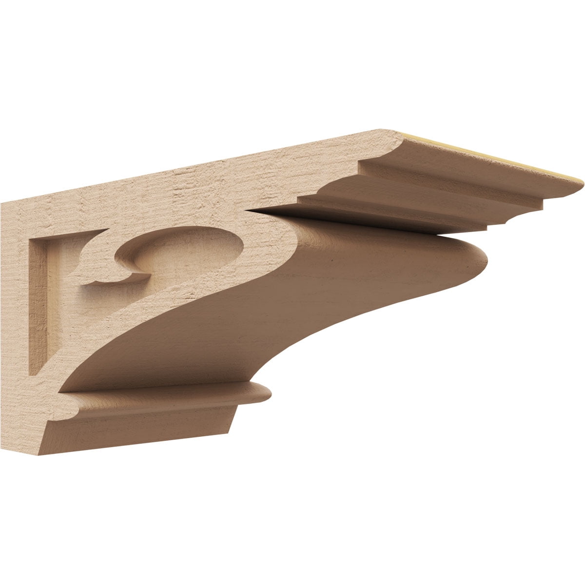 6"W x 12"D x 6"H Wide Mayflower Rough Cedar Woodgrain TimberThane Corbel, Primed Tan