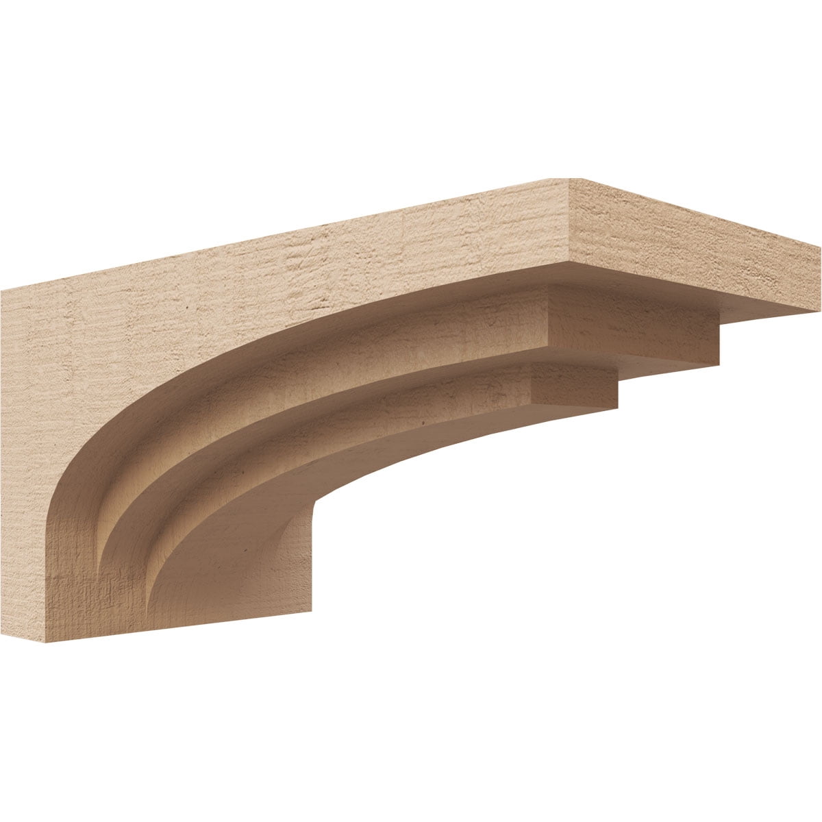 6"W x 12"D x 6"H Wide Rockford Rough Cedar Woodgrain TimberThane Corbel, Primed Tan