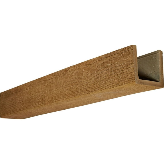 Ekena Millwork 6"W x 12"H x 22'L 3-Sided (U-beam) Rough Sawn Endurathane Faux Wood Ceiling Beam, Natural Pine