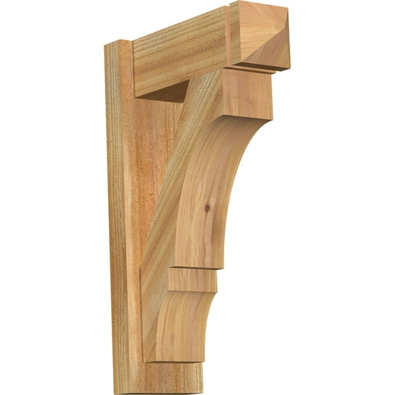 Ekena Millwork 6"W x 16"D x 24"H Balboa Rough Sawn Arts and Crafts Outlooker, Western Red Cedar