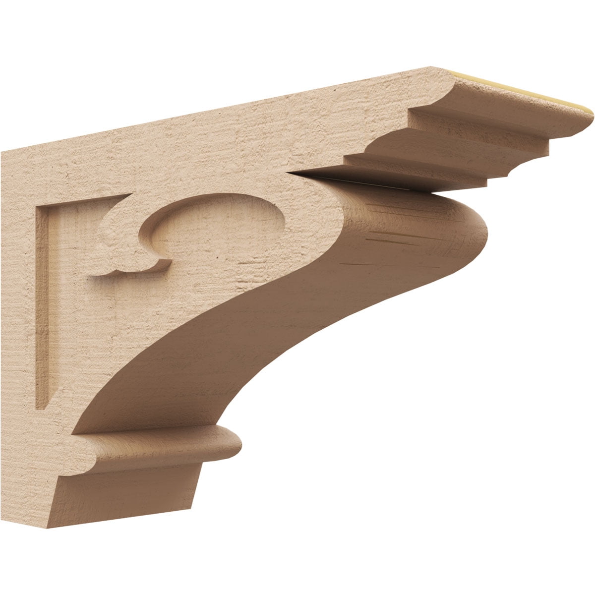 6"W x 18"D x 12"H Classic Mayflower Rough Cedar Woodgrain TimberThane Corbel, Primed Tan
