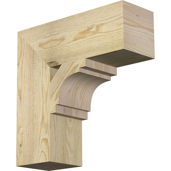 Ekena Millwork 6"W x 18"D x 18"H Merced Block Rough Sawn Bracket, Douglas Fir