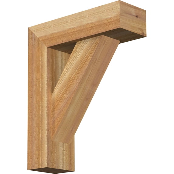 Ekena Millwork 6"W x 18"D x 22"H Traditional Block Rough Sawn Bracket w/ Offset Brace, Western Red Cedar