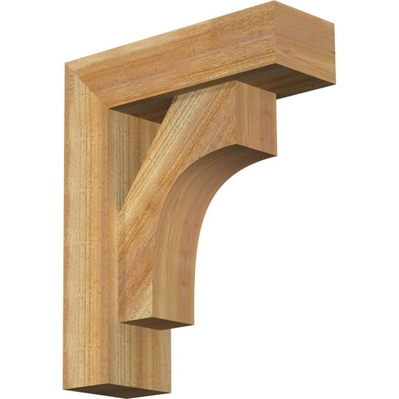 Ekena Millwork 6"W x 18"D x 22"H Westlake Block Rough Sawn Bracket w/ Offset Brace, Western Red Cedar