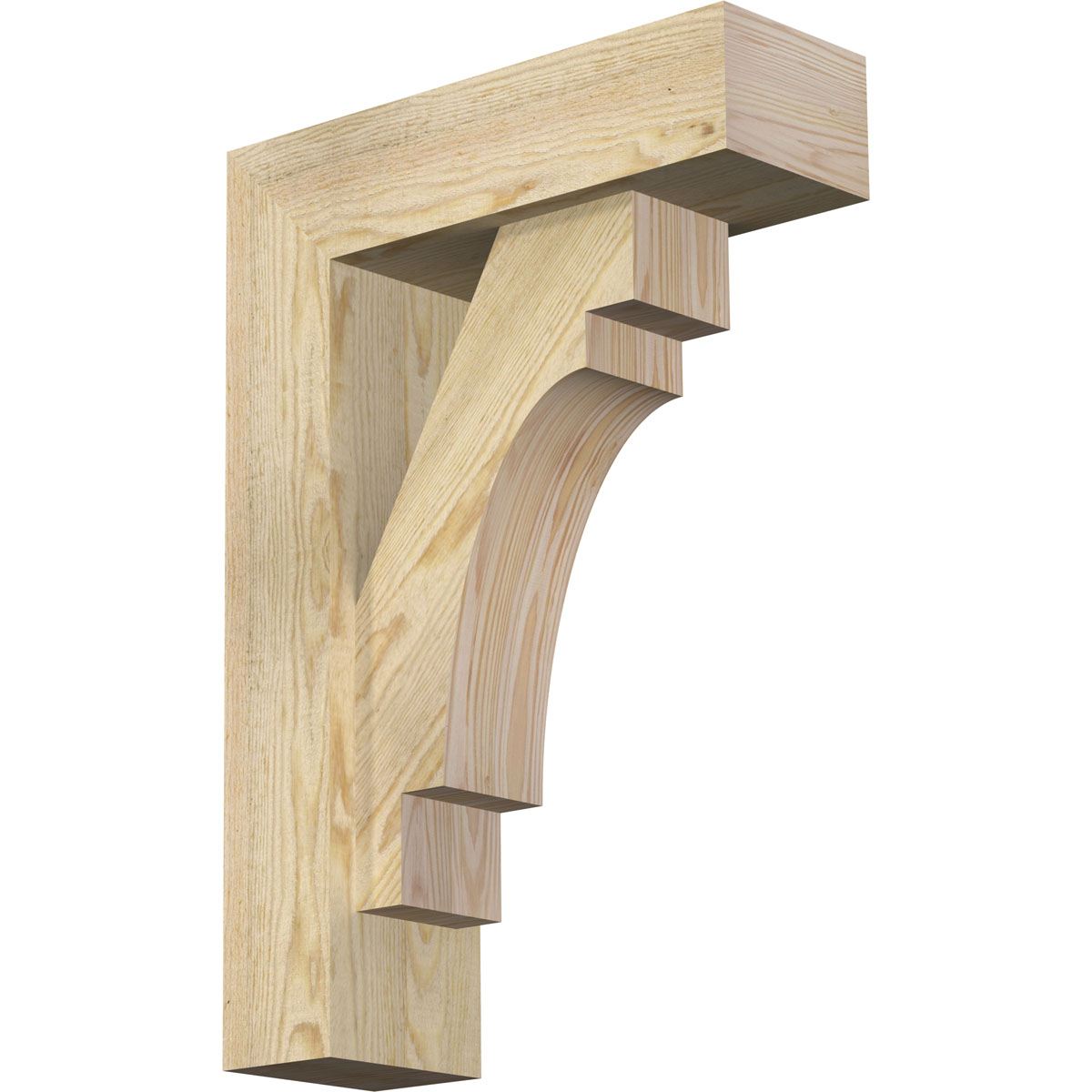 Ekena Millwork 6"W x 18"D x 26"H Merced Block Rough Sawn Bracket w/ Offset Brace, Douglas Fir
