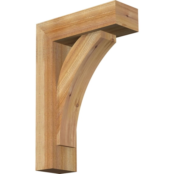 Ekena Millwork 6"W x 18"D x 26"H Thorton Block Rough Sawn Bracket w/ Offset Brace, Western Red Cedar