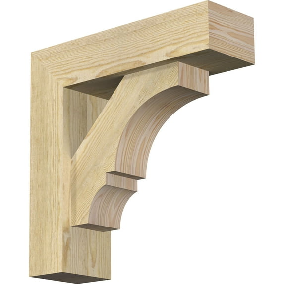 Ekena Millwork 6"W x 20"D x 20"H Balboa Block Rough Sawn Bracket w/ Offset Brace, Douglas Fir