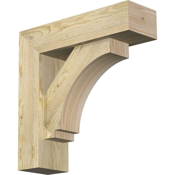 Ekena Millwork 6"W x 20"D x 20"H Imperial Block Rough Sawn Bracket w/ Offset Brace, Douglas Fir