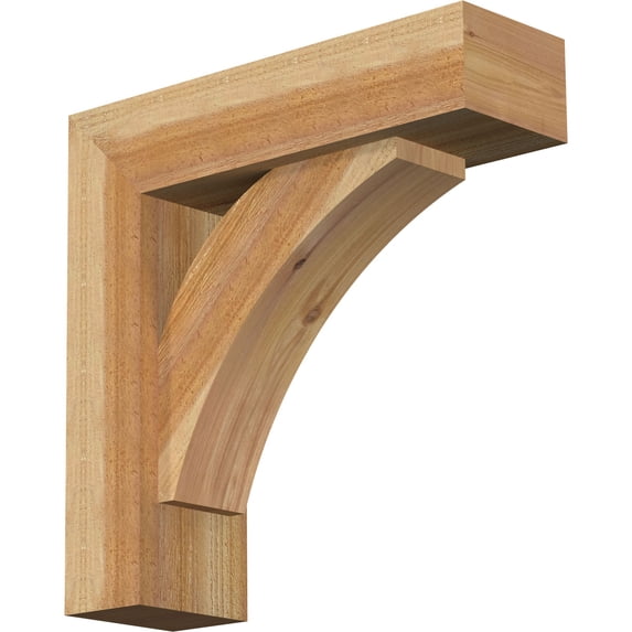 Ekena Millwork 6"W x 20"D x 20"H Thorton Block Rough Sawn Bracket w/ Offset Brace, Western Red Cedar
