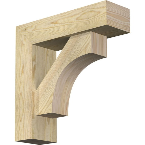 Ekena Millwork 6"W x 20"D x 20"H Westlake Block Rough Sawn Bracket w/ Offset Brace, Douglas Fir