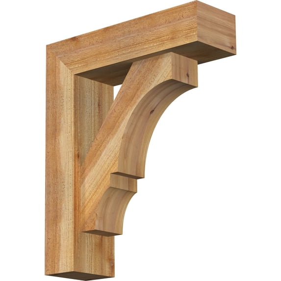 Ekena Millwork 6"W x 20"D x 24"H Balboa Block Rough Sawn Bracket w/ Offset Brace, Western Red Cedar