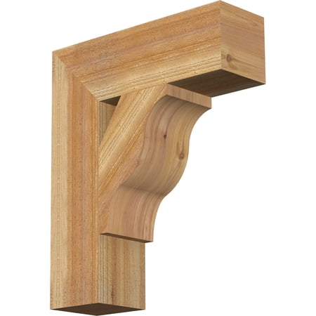 Ekena Millwork 6"W x 20"D x 24"H Funston Block Rough Sawn Bracket, Western Red Cedar