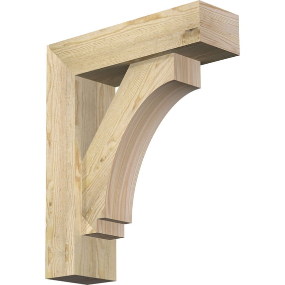 Ekena Millwork 6"W x 20"D x 24"H Imperial Block Rough Sawn Bracket w/ Offset Brace, Douglas Fir