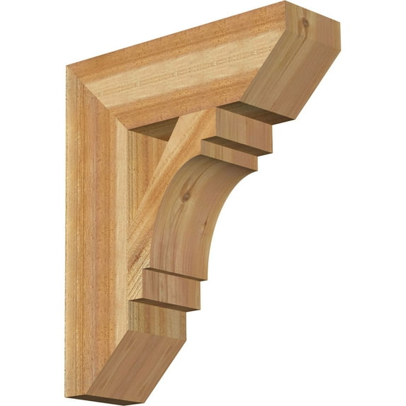 Ekena Millwork 6"W x 20"D x 24"H Merced Slat Rough Sawn Bracket, Western Red Cedar