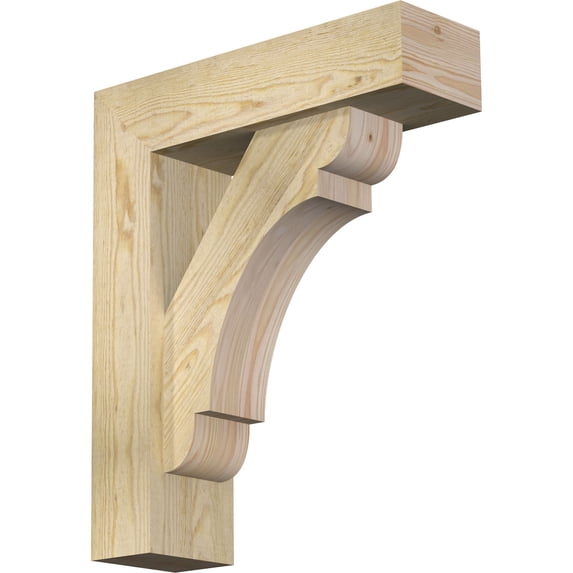 Ekena Millwork 6"W x 20"D x 24"H Olympic Block Rough Sawn Bracket w/ Offset Brace, Douglas Fir