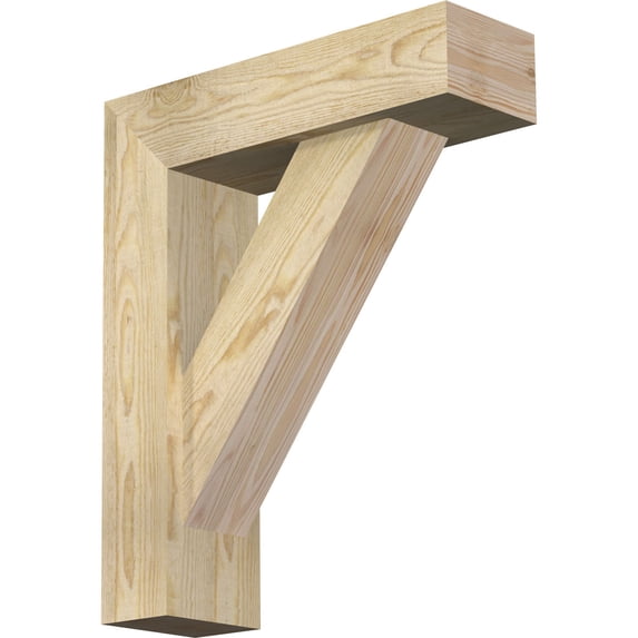 Ekena Millwork 6"W x 20"D x 24"H Traditional Block Rough Sawn Bracket w/ Offset Brace, Douglas Fir