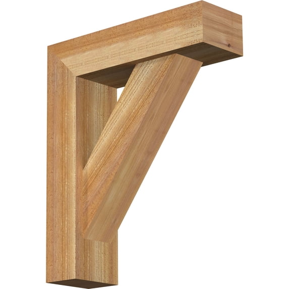 Ekena Millwork 6"W x 20"D x 24"H Traditional Block Rough Sawn Bracket w/ Offset Brace, Western Red Cedar