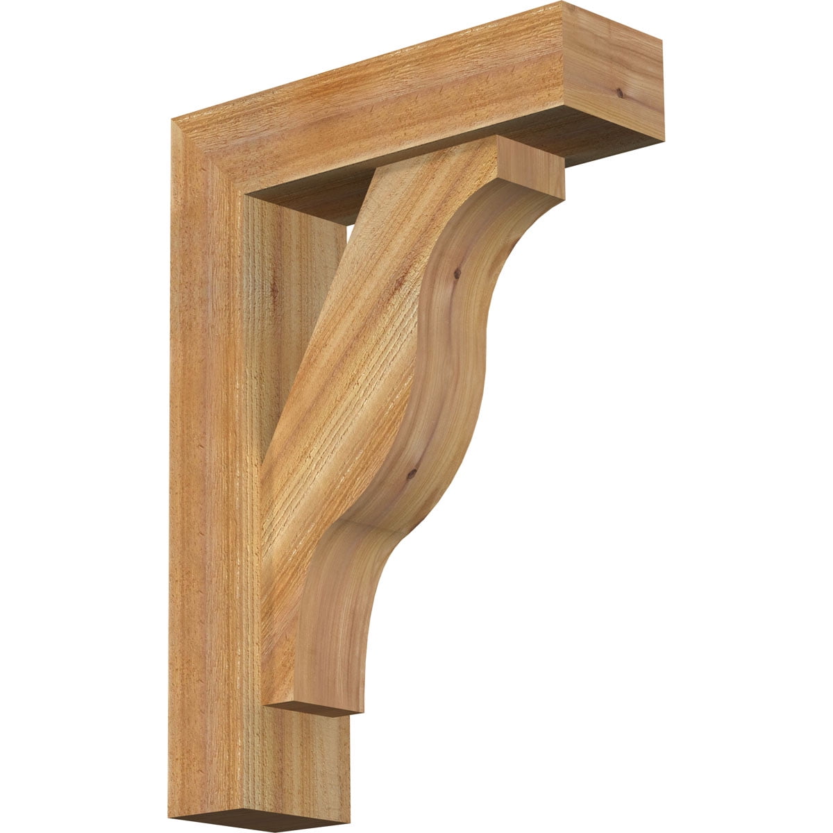 Ekena Millwork 6"W x 20"D x 28"H Funston Block Rough Sawn Bracket w/ Offset Brace, Western Red Cedar