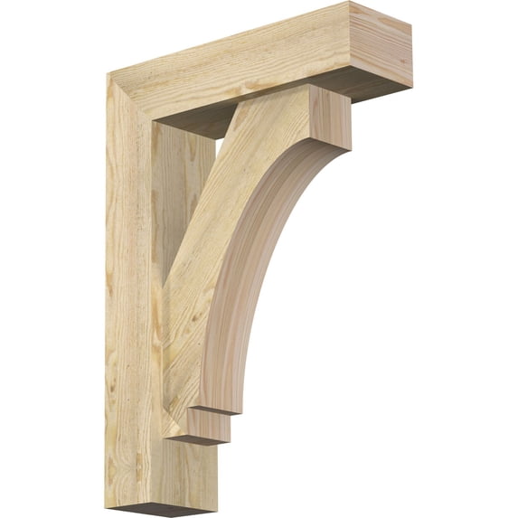 Ekena Millwork 6"W x 20"D x 28"H Imperial Block Rough Sawn Bracket w/ Offset Brace, Douglas Fir