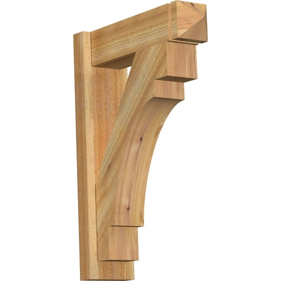 Ekena Millwork 6"W x 20"D x 28"H Merced Rough Sawn Arts and Crafts Outlooker, Western Red Cedar