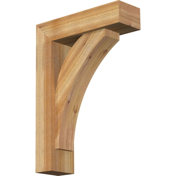 Ekena Millwork 6"W x 20"D x 28"H Thorton Block Rough Sawn Bracket w/ Offset Brace, Western Red Cedar